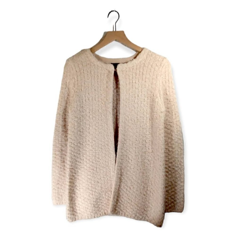 Adrianna Papell Pink Eyelash Acrylic Cardigan Size S